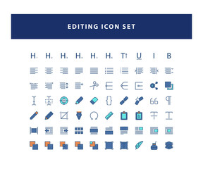 set of Editing Design icon with filled outline style design vector