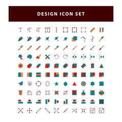 set of editing Design icon with flat style design vector