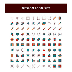 set of editing Design icon with filled outline style design vector