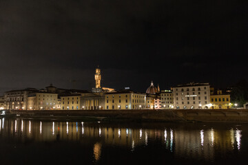 streets and houses of florence at night