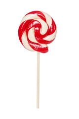 Sweet red and white lollipop isolated on white