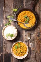 chickpea cooked with coconut cream and coriander with rice