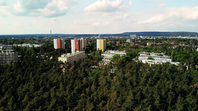 Erlangen, a small and beautiful city near N&uuml;rnberg in Germany (4k aerial)