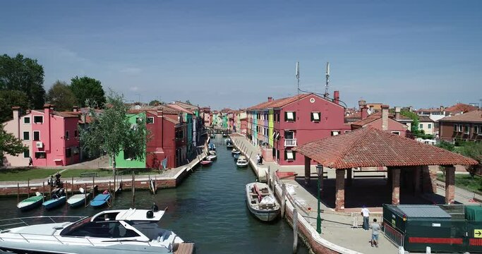 aerial view of burano island in venice, italy