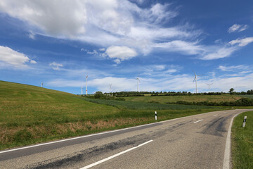 Summer landscape with green fields and beautiful sky