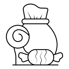 sweet candies bag vector icon