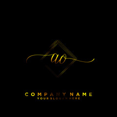 AO Initial handwriting logo vector