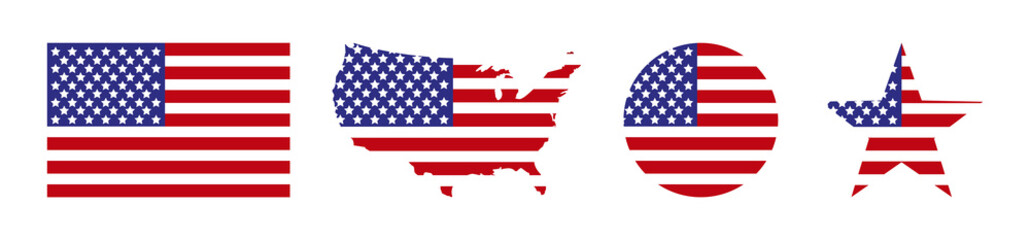 America. USA map with flag america. USA. Star with flag america. USA map with star and flag in circle, isolated. Vector illustration - 356598361