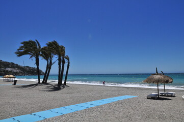 La Herradura, Costa Tropical, Granada, Andalusia, Spain first sunday after reopening beaches during Covid-19-pandemic