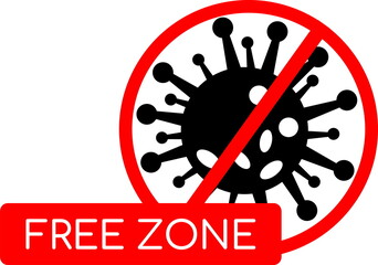 Coronavirus free zone icon and symbol