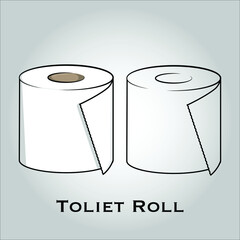 Toliet Paper (toliet paper roll) flat icon vector. Isolated objects. Vector illustration. Simple vector for Graphic design. Hygienic Concept. 