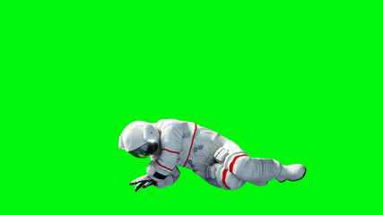 Astronaut sit idlle . Green screen. 3d rendering.