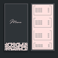 
Beautiful elegant gray-pink menu for a cafe or restaurant