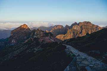 Sunrise on Pico do Arieiro, third heighest mountain of Madeira island, Portugal