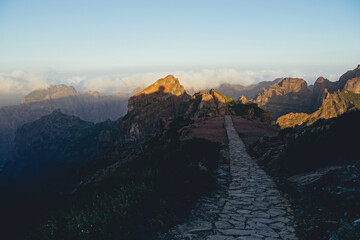 Sunrise on Pico do Arieiro, third heighest mountain of Madeira island, Portugal