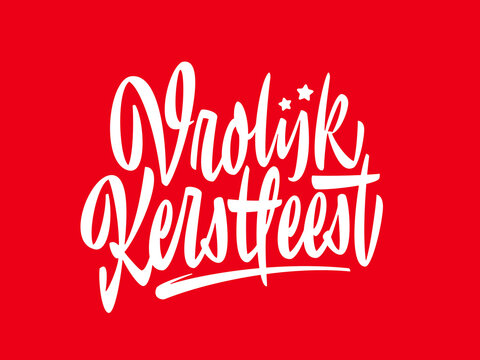 "Vrolijk Kerstfeest!" custom brush-pen script lettering with editable colours