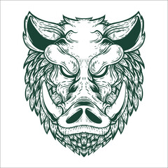 hand drawn boar tattoo artwork illustration 