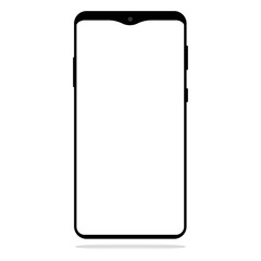 The layout of the smartphone. Black smartphone with empty touch screen. Realistic smartphone template. Foreground. Vector illustration isolated on white background eps10