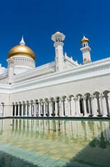 Architecture of Masjid Sultan Omar Ali Saifuddin Mosque in Bandar Seri Begawan, Brunei Darussalam. 
