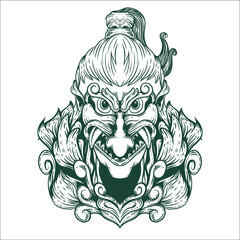 hand drawn demon character decorative tattoo illustration