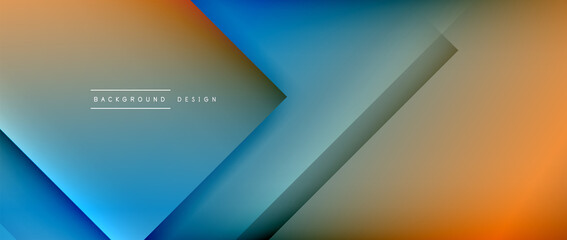 Square shapes composition, fluid gradient geometric abstract background. 3D shadow effects, modern design template