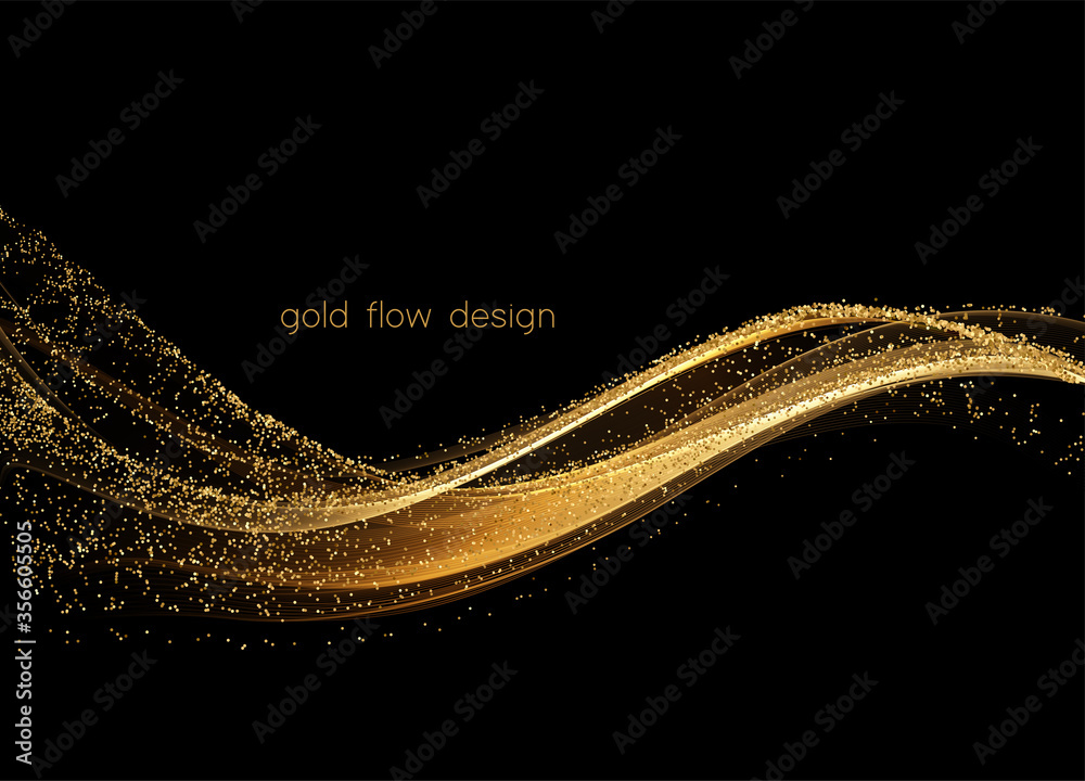 Aufkleber abstract shiny color gold wave design element