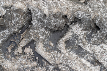 Dry gray dry land with cracks from drought. Problems of global warming.