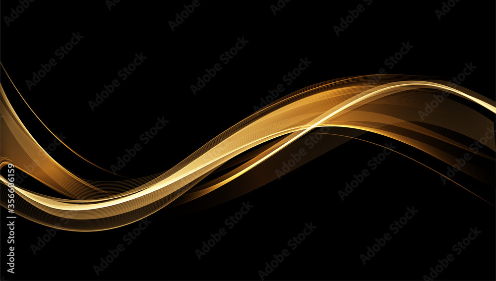 Poster Abstract shiny color gold wave design element