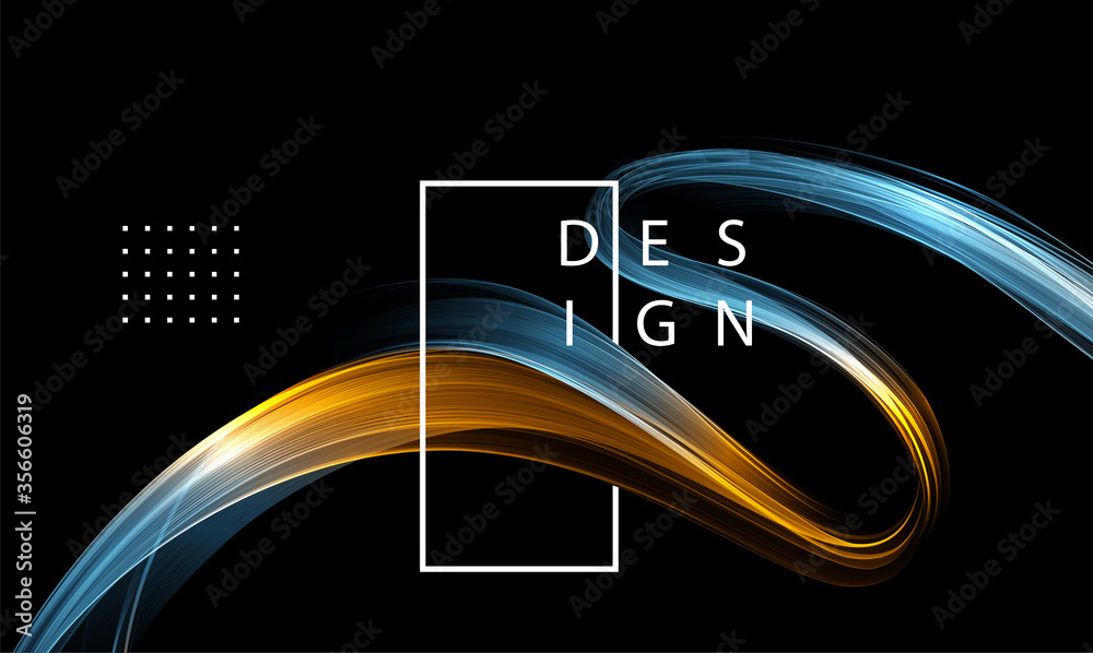 Poster abstract shiny color blue wave design element