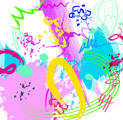 abstract music background,Abstract colorful blue  paint brush and  scribble lines pattern background. colorful  nice brush strokes and hand drawn background. cute kids sketch drawing