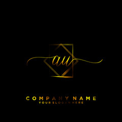 AU Initial handwriting logo vector