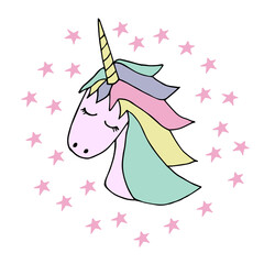 face unicorn doodle color 3