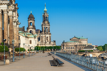 Cityscape of is a historic architectural ensemble in Dresden with Brühl's Terrace, Dresden, Germany