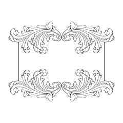 Fototapeta premium Classical baroque vector of vintage element for design. Decorative design element filigree calligraphy vector. You can use for wedding decoration of greeting card and laser cutting.