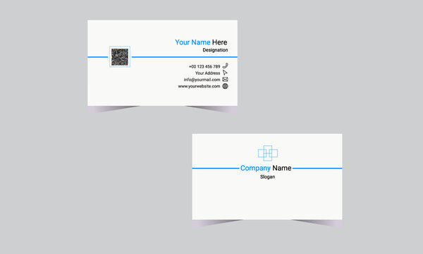 Corporate professional business card. Clean and simple design print ready layout. Personal visiting card with company name and logo.