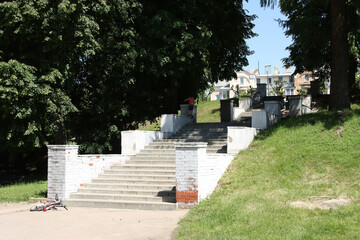 Old stone staircase in a city park