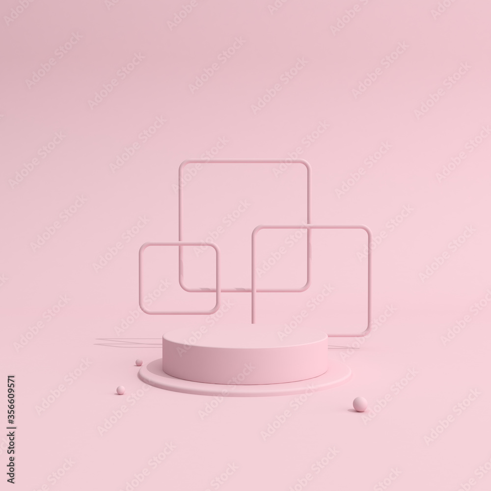 Aufkleber Abstract mock-up in minimal style, Podium with geometry for product presentation. 3D rendering.