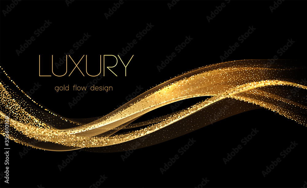 Poster abstract shiny color gold wave design element