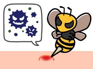 危険なスズメバチと吹き出し　病原菌