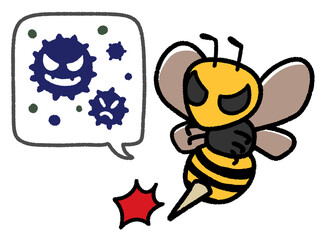 危険なスズメバチと吹き出し　病原菌