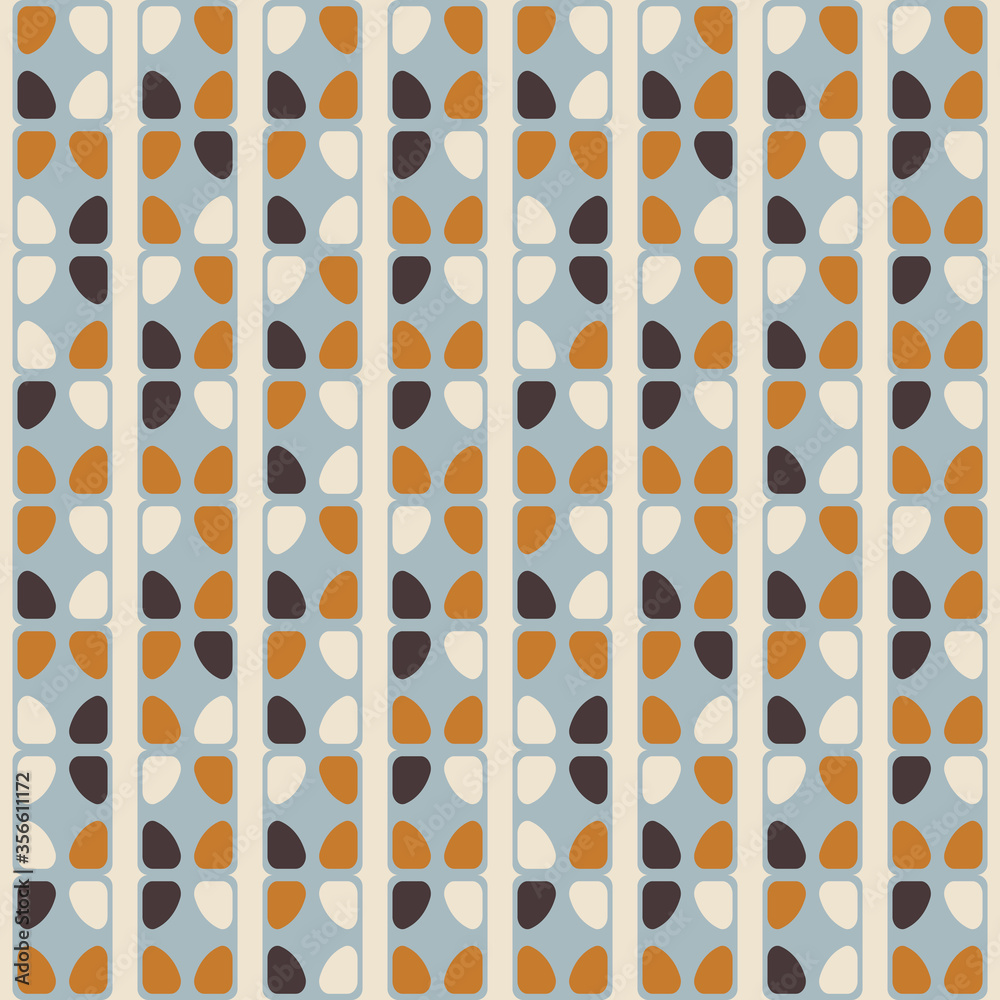 Aufkleber Geometric seamless pattern. Vector background with simple shapes like semi cirles and squares in neutral muted pastel colors.