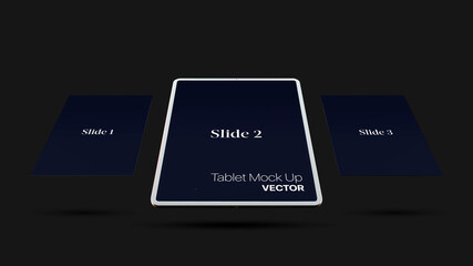Fototapeta na wymiar Dark vector digital tablet mock up isolated on black background. Modern tablet mockup EPS10