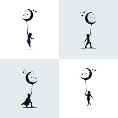 Set of kids dream vector design illustration template