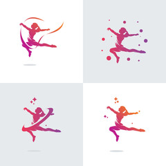 Fototapeta premium Set of gymnastics logo design templates
