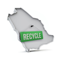 Saudi Arabia 3D map with green recycle sign. 3D Rendering