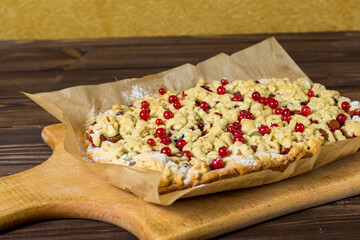 homemade pie with berries. red currants,