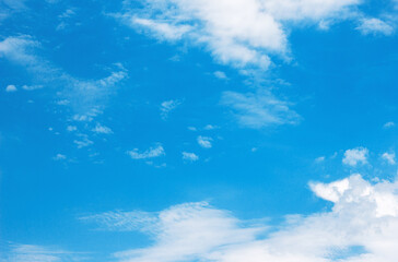 Beautiful clear cloudless sky and some white clouds, copy space for text
