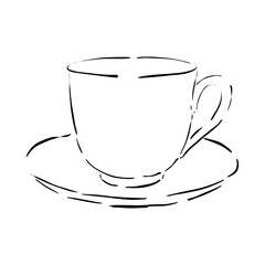 Cup of coffee. Hand drawn vector illustration in line art style, isolated on a white background.