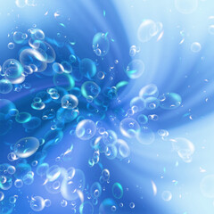 bubbles in the blue water