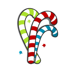 christmas candy cane flat vector illustration